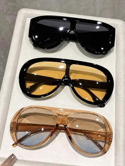 3-4pcs Summer Pastels Plastic Multicolor Oversized Geometric Full Frame Personalized Exaggeration All-Match Women Fashion Glasses For Holiday Gift Rave Party Street-Photography Carnaval Partywear Going Out Outfit Fashion Accessories