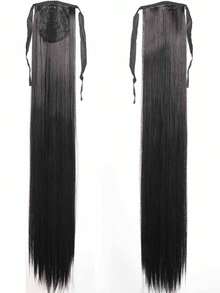 Extensiones de cola de caballo sintética negra recta de 18 a 34 pulgadas, para mujeres - Multicolor - Ver 7