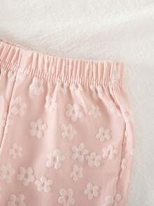 2件套女婴花朵提花吊带背心和阔腿长裤套装，甜美清凉风格，可爱优雅