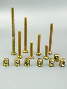 65件套M6x30/40/50/60/70/80mm螺纹长度家具螺栓螺母套装，内六角圆柱头螺钉配桶形螺母，适用于床、床头柜、椅子等。