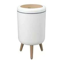 1pc Luxury Pedal Trash Can With Lid, Suitable For Bathroom, Kitchen, Living Room, Bedroom, Creative Paper Basket - White - View 6