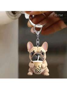 Reading Pug 2D 亚克力背包钥匙扣 - 可爱的宠物配饰，适用于背包、包、汽车钥匙扣和日常使用，宠物纪念吊坠，非常适合男女情侣礼物，爱狗人士礼物，派对用品学校背包汽车配件 Goth Y2k - 彩色 - 查看 14