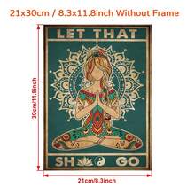 1 Pieza Póster de Impresión de Pintura en Lienzo Vintage, Chica de Yoga Inspiradora Let That Damn Stay Wild Moon Arte de Pared para Niños, Adecuado para Decoración del Hogar Decoración de Habitaciones Póster en Lienzo, Sin Marco - transparente - Ver 2