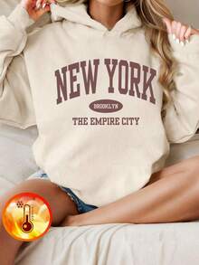 1pc Tween Girls Casual Printed Pullover Hooded Sweatshirt, Student Youth Winter Outfit Thick Thermal Lined Long Sleeve Top - Timeless Hoodie, Suitable For Everyday Wear