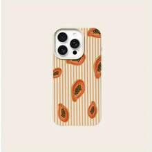 Phone Case: Orange Papaya Stripe Full-Body TPU Case For IPhone 16 Pro Max/14/16 Plus/15/13 Pro/12/11 - Stylish And Shockproof Protective Cover,Suitable For IPhone17 Air - 白色 - 查看 2