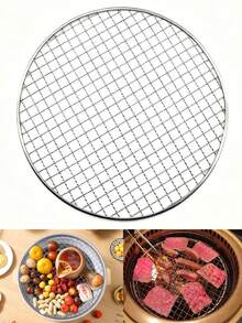 圆形烧烤网架轻质不锈钢烹饪架适用于户外烧烤便携式烧烤网适用于篝火烹饪各种食物