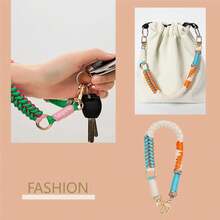 Colourful Keychain Wristlet For Women Cute Woven Wrist Key Lanyard Strap For Car Keys Handbag Denim JeansChristmas - C - View 5