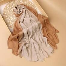 Gradient Dual Color Scarf,Elegant Ombre Headwraps Hijab, Modal Cotton Feel Lightweight Sunscreen Shawls For Women,4#Yellowbeige - 4#黃米色 - 查看 3