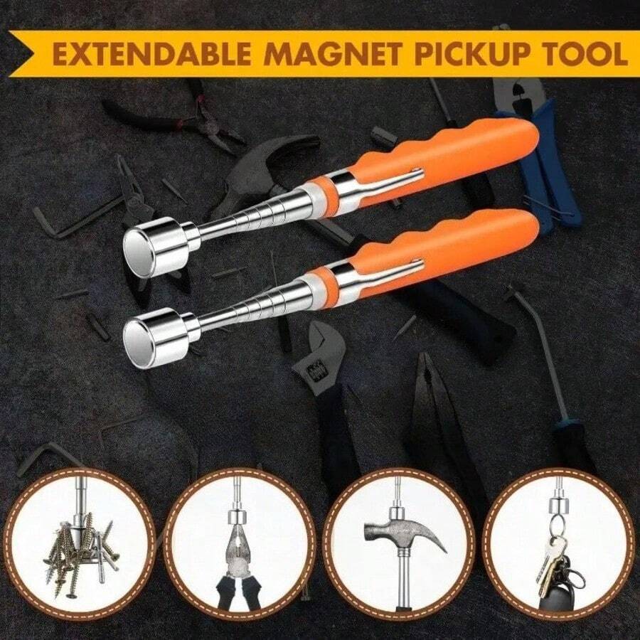 1 Orange Magnet Picking Tool, Ergonomic Handle, Easy To Grip, Multifunctional Household Maintenance Tool, Suitable For Home Maintenance, Camping Trips, DIY, Etc - 橘色 - 查看 1
