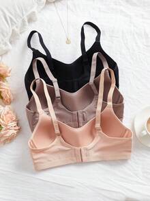 3PCS Lady's Comfortable Casual Wireless Soft Cup Solid Underwear Bra - Multicolor - View 2