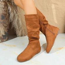 Damskie, proste, jednokolorowe, codzienne buty do połowy łydki na jesień i zimę, odpowiednie na imprezę, na każdą porę roku, na zewnątrz, modne, w stylu retro