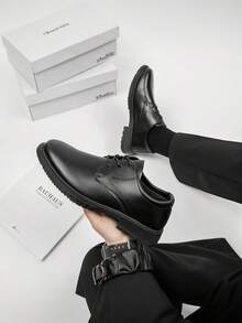 Chaussures pour costume d'été pour hommes, chaussures Oxford décontractées de style formel, chaussures pour garçons d'honneur, chaussures de mariage noires pour le marié - Noir - Voir 4