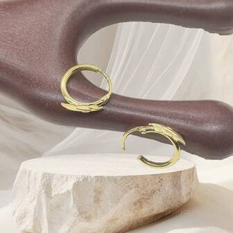 1 par de pendientes de aro con hoja de plata de ley 925 vintage, diámetro mini de 10 mm, adecuados para el cartílago de la oreja de la mujer