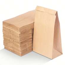 50/100 bolsas de papel kraft marrón, bolsas de embalaje duraderas para regalos de fiesta, aperitivos, galletas, hamburguesas, adecuadas para pequeños negocios, comestibles, almuerzos, recuerdos de fiesta, para llevar, aplicables para fiestas, bodas, cenas de verano, vuelta al cole, Día Nacional, Halloween, Navidad