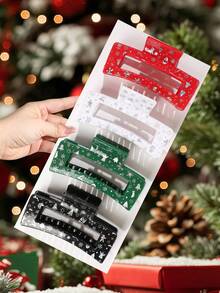 4/5/6 chiếc kẹp tóc thiết kế Giáng sinh và năm mới cho nữ, họa tiết cây thông Noel màu đỏ, trắng, đen và bông tuyết, phụ kiện tóc phong cách ngày lễ, kẹp tóc lớn, độ bám chắc, thích hợp cho tiệc Giáng sinh, trang phục hẹn hò, kẹp tóc thời trang giữ ấm mùa đông thanh lịch - Nhiều màu-B - Xem 13
