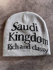 1pc These Men's Knit Beanies With "Saudi Kingdom Rich And Classy" Lettering Come In Multiple Colors, Offering A And Warm Design, Making Them Ideal Fashion-Forward Winter Headwear - Multicolor - View 3