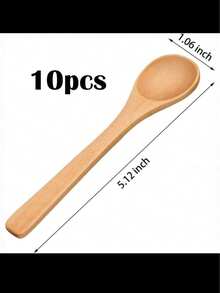 10pcs Wooden Long Handle Spoons For Eating Soup, Coffee, Honey, Jam And Other Condiments, Perfect For Family Coffee And Serving Creative Dishes, Lightweight And Convenient To Use Christmas Gift