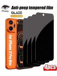 四片装隐私钢化玻璃屏幕保护膜，兼容 17/17 Air/17 Pro/17 Pro Max/16/16 Pro/16 Pro Max/15/14/13/12/11 Pro Max/XR/X/XS Max/7/8 Plus/SE 2025。防刮、防震、防水、防指纹。这款防刮保护膜透光率高，采用耐用玻璃材质，防水防尘。是手机配件爱好者和科技达人的理想之选。 - 黑色 - 查看 33