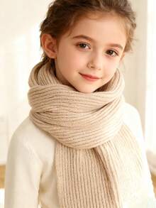 1 قطعة وشاح مُحبوك بألوان صلبة وخطوط للأطفال، وشاح شتوي سميك وناعم لتدفئة الرقبة، وشاح عصري وشامل للطلاب من الأولاد والبنات، وشاح للأطفال البنات، وشاح مقاوم للبرد للخارج، وشاح عيد الميلاد