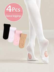 4双女童天鹅绒舞蹈紧身裤，轻薄弹力面料，适合春夏穿着，芭蕾舞练习袜 - 彩色 - 查看 10