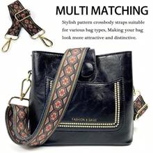 Dsigo Purse Strap, 15" Wide Gold Alloy Buckle Floral Printing Crossbody Shoulder Strap For Bag Handbag Crossbody Bags - ColorD - 查看 4