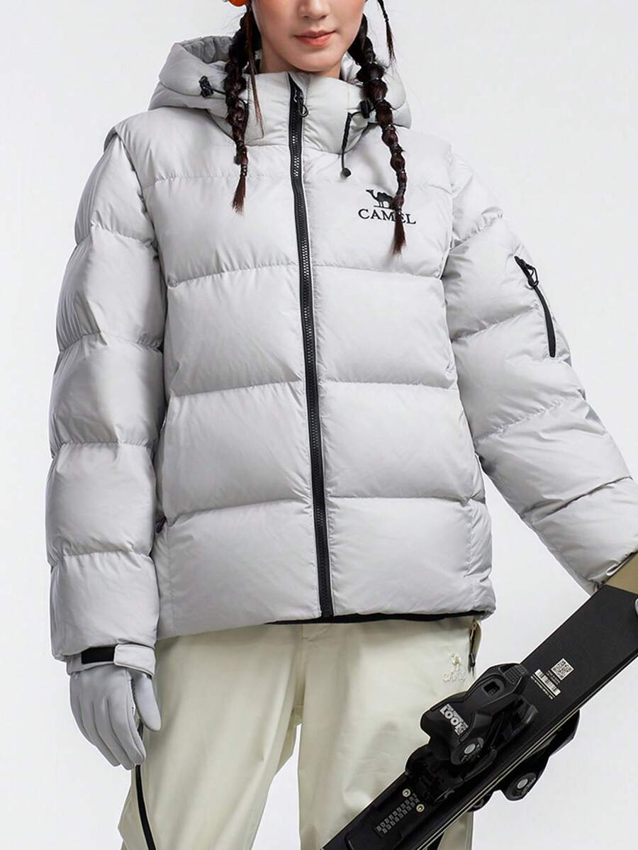 CAMEL CROWN Outdoor Down Jacket, Autumn/Winter Unisex, Detachable Sleeves, Waterproof, High Loft Insulation, Thick Outerwear - Space Gray - View 1