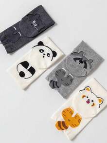 1/4 双卡通可爱动物和抽象趣味中筒袜，秋冬款