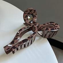 1 Piece Minimalist Leopard Hair Clip, Large Rectangular Plastic Hair Accessories Set, Hollow Design, Suitable For Valentine's Day