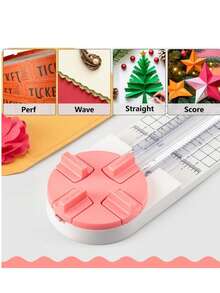 1Pcs Pink/Blue 4-In-1 Paper Cutter, Multi-Functional Paper Cutter, Equipped With Straight, Wavy, And Scoring Blades, Suitable For Craft Paper, Cardstock, Labels, Photos, And Postcards, Ideal For Home Crafts, Parent-Child Diy Activities, And School Class Craft Projects. - Multicolor - View 10