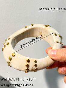 1pc Classic Glamorous Gold Glitter Tie Dye Women Resin Bracelet With Transparent Gold Foil Accent, Versatile Jewelry For Formal Occasions, Elegant - Multicolor B - View 16