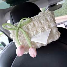 Car Tissue Box, Creative Tulip Design Car Paper Towel Holder, Car Armrest Box Tissue Dispenser, Car Interior Decor - one-size - View 13