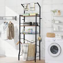 Estantería Sobre el Inodoro, Organizador de Baño de Niveles Ajustable, Mueble para Inodoro, Ahorro de Espacio con Ganchos, Estantería de Baño Multifuncional Se Adapta a la Mayoría de los Inodoros - Casual - Ver 2