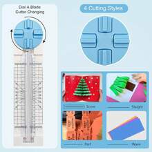1Pcs Pink/Blue 4-In-1 Paper Cutter, Multi-Functional Paper Cutter, Equipped With Straight, Wavy, And Scoring Blades, Suitable For Craft Paper, Cardstock, Labels, Photos, And Postcards, Ideal For Home Crafts, Parent-Child Diy Activities, And School Class Craft Projects. - Multicolor - View 11