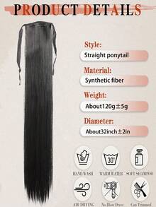 Extensiones de cola de caballo sintética negra recta de 18 a 34 pulgadas, para mujeres - Multicolor - Ver 4