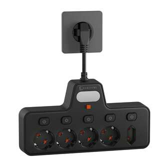 EU Standard Multi-Hole Power Socket With Lighting, Suitable For Bedroom, Bedside And Other Scenarios, Frosted Premium Quality, Power Supply Controlled Separately, With One Small EU Socket