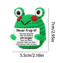 Mini Positive Energy Crochet Frog, Emotional Inspiration Support Essential Gift, Suitable For Birthday, Graduation And Other Occasions, Uplifting Crochet Frog, Boosts Morale, Can Be Used As Room Or Desk Decor, Also Suitable As Christmas Stocking Gift - Multicolor - View 4