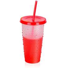 Set Of 10 Reusable Magic Cups 710ml With Lid And Straw, Color Changing Cups For Cold Drinks, Perfect For Events And Parties - Multicolor - View 10