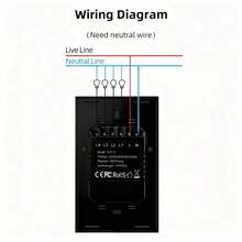 Voice Control Smart Light Switch - Works With Alexa Via Tuya Smart Life - US Standard Wall Touch Switch 1/2/3/4 Gang Neutral Wire Required For Smart Home - Black - View 7