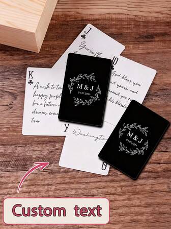 Cartas de juego personalizadas con texto, recuerdo personalizado de boda, cartas de juego personalizadas Sr. y Sra. - Recuerdo de boda - Regalo para fiesta de boda - Perfecto para regalos, bodas, fiestas y noches de juegos - El mejor regalo recordatorio para parejas, amigos y familia