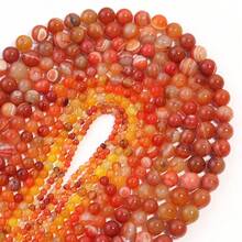 1 Hilo de Cuentas de Ágata Naranja Rayada para Hacer Joyas - Redondas, Tamaños Surtidos de 4mm a 12mm - Naranja - Ver 6