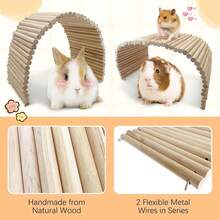 1件装小型宠物木制二合一笼子梯子围栏，捆绑式咀嚼玩具，仓鼠、龙猫、爬行动物等小型动物攀爬梯桥，老鼠梯桥，木制仓鼠攀爬梯玩具，小型动物笼子配件，适用于鸟类、鹦鹉、仓鼠、小鼠、蜜袋鼯、寄居蟹、龙猫等。