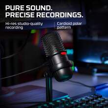 HyperX SoloCast USB 电容式游戏麦克风，适用于 PC、游戏主机和电脑系统，轻触静音传感器，心形指向性，非常适合直播、播客、内容创作、Twitch 视频平台和 Discord 等应用。 - 黑色 - 查看 5