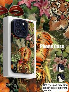 1pc Fashionable Retro Cute Tiger Striped Pattern High-D Faux Leather Anti-Fall Anti-Fingerprint Shockproof Phone Case Compatible With Apple And Models.Christmas Accessories. - Nhiều màu 4 - Xem 3