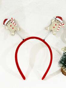 1pc Women's Christmas Gingerbread Faux Leather Head Wrap, Cute Street Fashion Casual Hairband, Suitable For Christmas Party, All Seasons ,Hair Hoop Hair Accessories