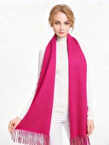 Women's Pashmina Scarf/Shawl/Long Winter Scarf - Hot Pink - View 7