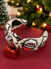 1pc Santa Claus Headband For Girls, Christmas Gift, Knotted Headband, High Crown Headpiece, Holiday Atmosphere, Photo Prop, Hair Accessory - Multicolor - View 7