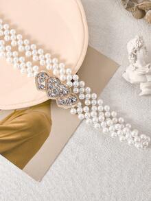 1 Stück Elastischer Perlen-Strass-Kristall Taillengürtel für Damen, modischer und vielseitiger Gürtel für Herzausschnitt-Kleider, elastisches Band für Hochzeiten, Braut-Glitzer, Brautjungfern-Outfits, Mädchen-Accessoires Sommer, Schule Herbst, Herbst, Halloween