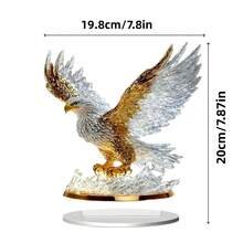 1pc New Acrylic Flat Decorative Plaque With Spreading Wings Eagle, Home/Office Desk Foyer Decor, Soaring Eagle Ornament, Business Opening Gift, Office Desk Prosperity Decor, Auspicious Meaning Of "Soaring To Success", Elegant Decoration To Upgrade Living Room And Office, Also A Suitable Housewarming Or Business Opening Gift - White - View 3