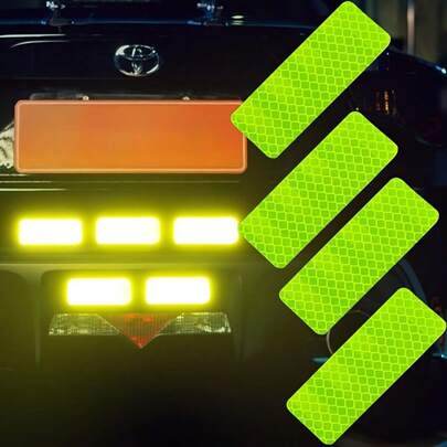 20pcs Super Bright Reflective Safety Stickers - Waterproof, Fluorescent Yellow-Green, Suitable For Cars, Trucks, Bicycles And Motorcycles