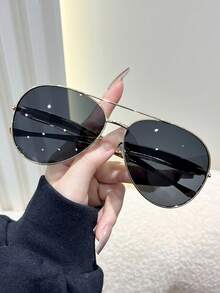 1 Stück Damen Metall Pilotenrahmen getönte Linse, lässiger Retro-Stil, klassisch ästhetisch, Büro, Autofahren, Alltag, Outdoor, Lässig-Aktivitäten, Golf, Modezubehör